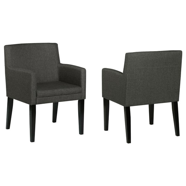 Catherine Upholstered Dining Arm Chair Charcoal Grey and Black (Set of 2) - 106252