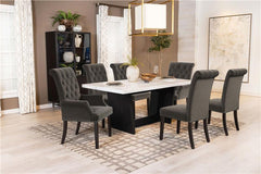 Sherry Trestle Base Marble Top Dining Table Espresso and White - 115511