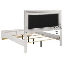 Caraway Wood Eastern King LED Panel Bed White - 224771KE