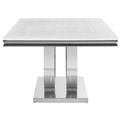 Kerwin Rectangle Faux Marble Top Dining Table White and Chrome - 111101