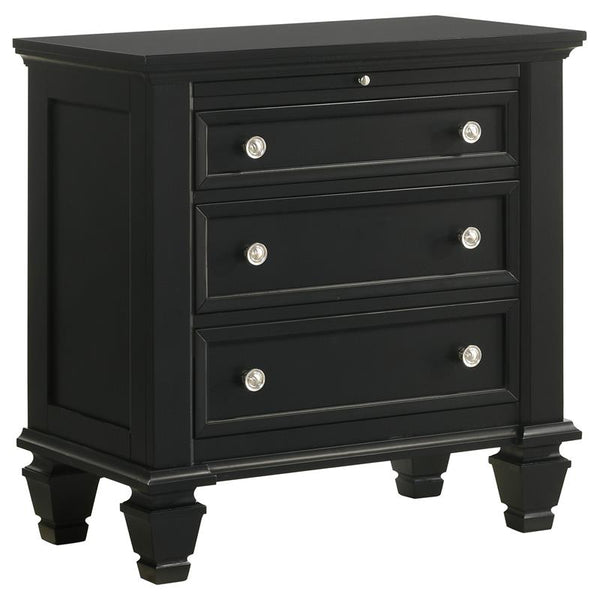 Sandy Beach 3-drawer Nightstand Black - 201322