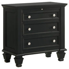 Sandy Beach 3-drawer Nightstand Black - 201322