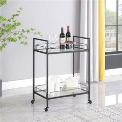 Curltis Serving Cart with Glass Shelves Clear and Black - 181065