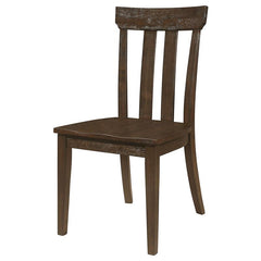 Reynolds Slat Back Dining Side Chair Brown Oak (Set of 2) - 107592