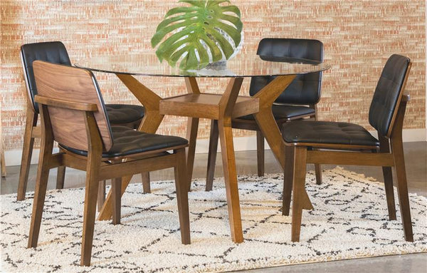 Paxton Round Glass Top 5-piece Dining Set Nutmeg - 122180-S5K