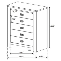 Frederick 5-drawer Bedroom Chest Weathered Oak - 222965
