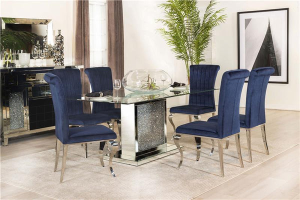 Marilyn Pedestal Rectangle Glass Top Dining Table Mirror - 115571N