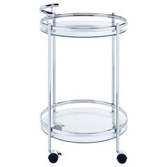 Chrissy 2-tier Round Glass Bar Cart Chrome - 181367