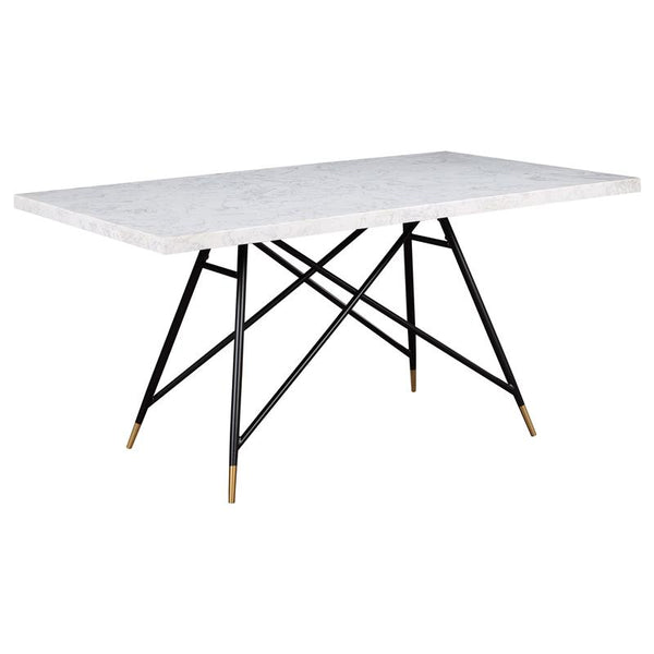 Gabrielle Rectangular Marble Top Dining Table White and Black - 190361