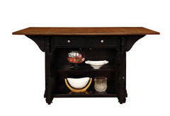 Slater 2-drawer Kitchen Island with Drop Leaves Brown and Black - 102270
