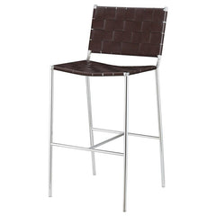 Adelaide Upholstered Bar Stool with Open Back Brown and Chrome - 183584