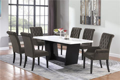 Sherry 7-piece Rectangular Marble Top Dining Set Brown and White - 115511-S7BV