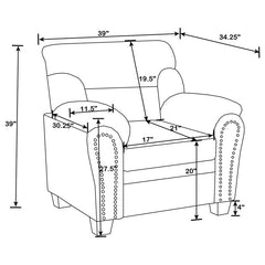 Clementine Upholstered Padded Arm Accent Chair Brown - 506573