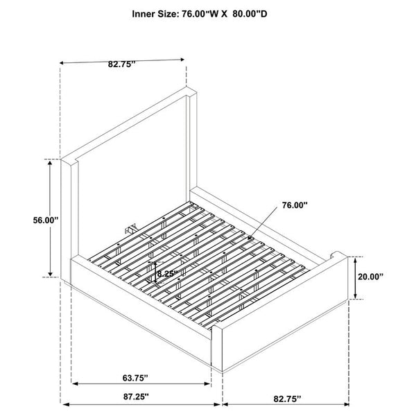 Nala Upholstered Eastern King Sleigh Bed Cream - 302046KE