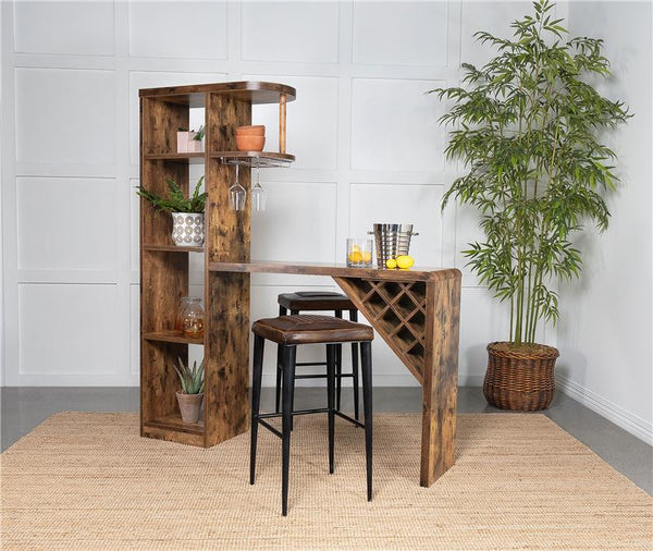 Alvaro Leather Upholstered Backless Bar Stool Antique Brown and Black (Set of 2) - 109079