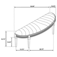 Evangeline Curved Fabric Upholstered Bench Silver Oak - 223396
