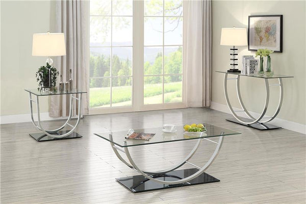 Danville Rectangular U-Shaped Glass Top Coffee Table Chrome - 704988