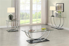 Danville U-shaped Glass Top Entryway Console Table Chrome - 704989