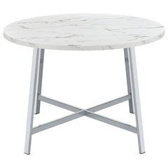 Alcott Round Faux Carrara Marble Top Dining Table Chrome - 120400