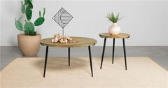 Pilar Round Solid Wood Top End Table Natural and Black - 703607