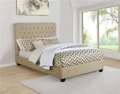 Chloe Upholstered Eastern King Panel Bed Oatmeal - 300007KE