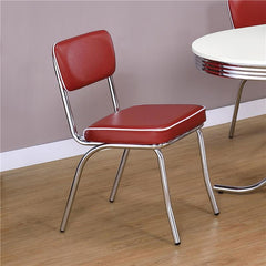Retro Open Back Side Chairs Red and Chrome (Set of 2) - 2450R