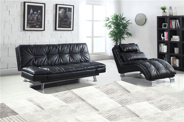 Dilleston Faux Leather Upholstered Tufted Chaise Black - 550075