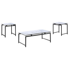 Clark 3-piece Faux Marble Top Coffee Table Set White - 708153