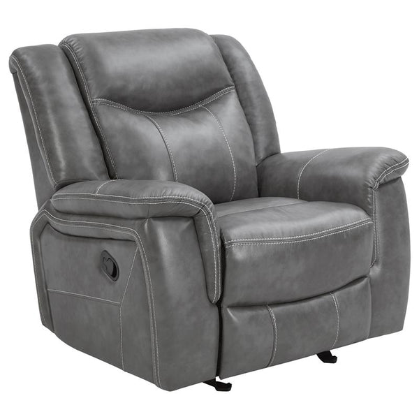 Conrad Upholstered Padded Arm Glider Recliner Grey - 650356