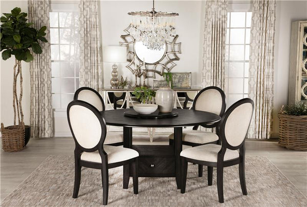 Twyla Round Dining Table with Removable Lazy Susan Dark Cocoa - 115101