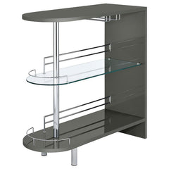 Adolfo 3-tier Bar Table Glossy Grey and Clear - 101073