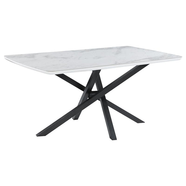 Paulita Rectangular Dining Table White and Gunmetal - 110711