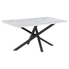 Paulita Rectangular Dining Table White and Gunmetal - 110711