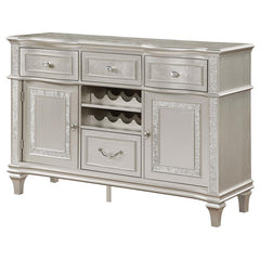 Evangeline 4-drawer Sideboard Server with Faux Diamond Trim Silver Oak - 107555