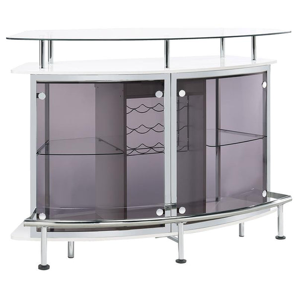 Gideon Crescent Shaped Glass Top Bar Unit with Drawer - 182235