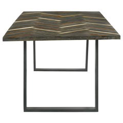Misty Sled Leg Dining Table Grey Sheesham and Gunmetal - 110681