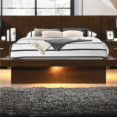 Jessica Wood Eastern King LED Panel Bed Cappuccino - 200711KE