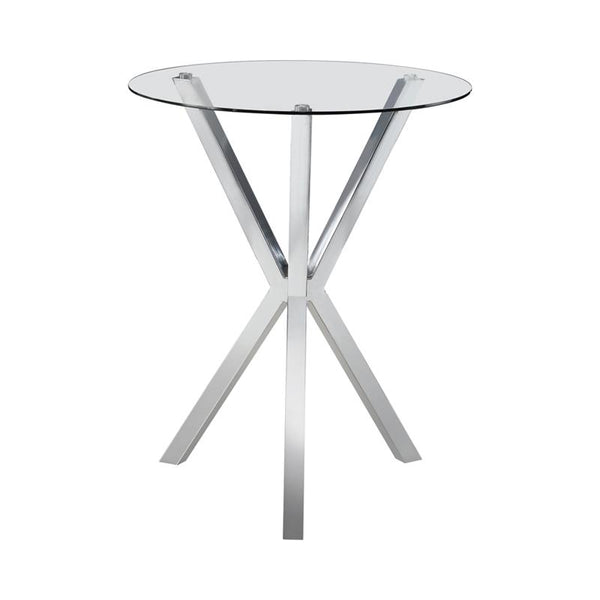 Denali Round Glass Top Bar Table Chrome - 100186