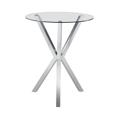 Denali Round Glass Top Bar Table Chrome - 100186