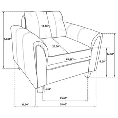 Davis 3-piece Upholstered Rolled Arm Sofa Grey - 509634-S3