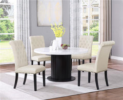Sherry Round Dining Table Rustic Espresso and White - 115490