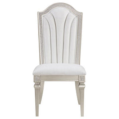 Evangeline Upholstered Dining Side Chair with Faux Diamond Trim Ivory and Silver Oak (Set of 2) - 107552