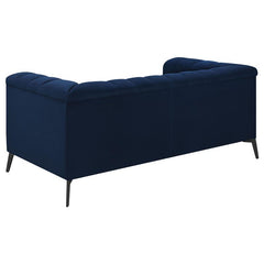 Chalet Upholstered Tuxedo Arm Tufted Loveseat Blue - 509212