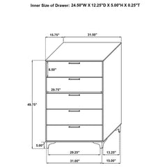Kendall 5-piece California King Bedroom Set White - 224401KW-S5