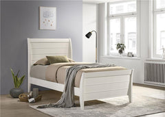 Selena Wood Twin Panel Bed Cream White - 400231T