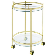 Chrissy 2-tier Round Glass Bar Cart Brass - 181366