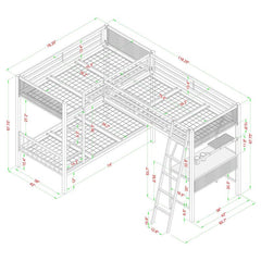 Meyers Metal Twin Over Twin Bunk Bed with Twin Loft Black - 460390-S2