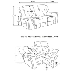 Conrad Upholstered Padded Arm Glider Loveseat Grey - 650355