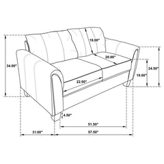 Davis 3-piece Upholstered Rolled Arm Sofa Grey - 509634-S3
