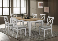 Hollis Rectangular Solid Wood Dining Table Brown and White - 122241
